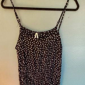 MIDI navy blue and white spaghetti strap dress